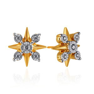 Boucles d'oreilles en forme d'étoile serties de diamants, plaquées or 18 carats, diamants naturels taille brillant rond, bijoux de luxe pour femmes, à porter au quotidien - Product Image 3