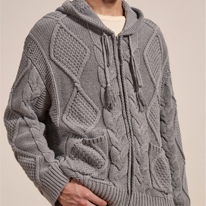 Sweat à capuche en jersey tricoté épais, coupe classique, mélange de coton, effet délavé vintage, streetwear, pull-over, séchage rapide, homme - Product Image 3