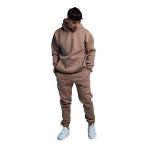Men's Brown Fleece Tracksuit Two Piece Set Oversized Pullover <b>Hoodie</b> And Sweatpants Casual <b>Plain</b> Sportswear Activewear - Product Image 1