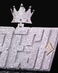 Custom 925 Sterling Silver Moissanite Letter Pendant Crown <b>Chain</b> Necklace Hip Hop <b>Name</b> Jewelry - Product Image 3