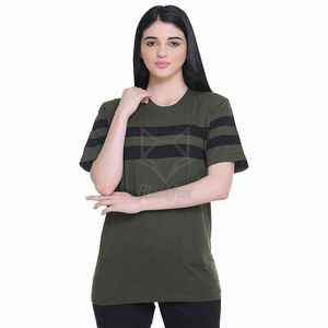 Camiseta a Rayas de Manga Corta con Cuello Redondo para Mujer BlackFox, Corte Regular, Algodón Jersey, Informal, para Todas las Temporadas - Product Image 3
