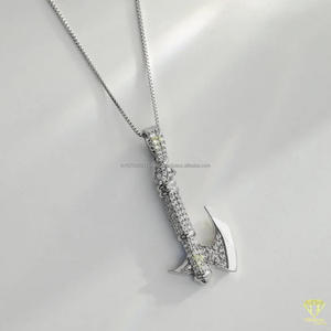 High Quality Sword Jewelry Pendant With Brilliant Stone Detail And Luxury Hip Hop Finish - Product Image 5