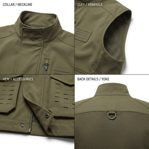 Chaleco de Pesca con Mosca para Hombre, 100% Algodón Twill Premium OEM, Chaleco Utilitario de Malla Arquitectónica Personalizado, Verde Oliva - Product Image 4