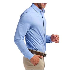 Camisa de Manga Larga para Hombre de Primera Calidad, Camisa de Manga Larga Elástica y Transpirable de Algodón para Hombre, Corte Ajustado, para Oficina - Product Image 4