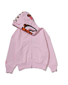 For <b>Pink</b> Regular Fit Zip-Up Hoodie Cartoon Print Unisex Casual Streetwear 100% Cotton Fleece <b>Sweatshirt</b> 360g Autumn Wear - Product Image 3
