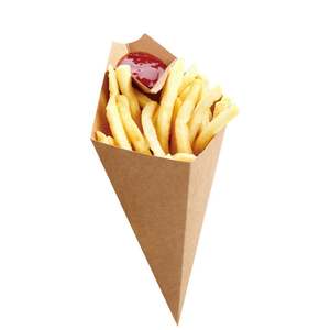 Wholesale Custom Eco-Friendly Biodegradable Food Grade Greaseproof Kraft Paper Triangle Shape French Fries Packaging <b>Box</b> - Product Image 6