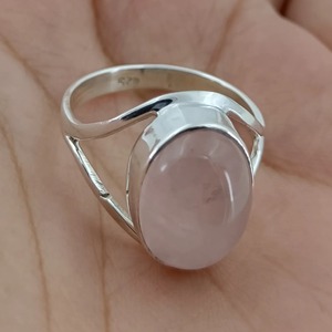 Rose <b>Quartz</b> Oval <b>Ring</b> 925 Sterling Silver Handmade Promise Jewelry for her gift for her <b>Ring</b> bezel settings January Birthstone - Product Image 4