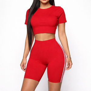 Top court à manches mi-longues pour femme, ensemble de 2 pièces avec bretelles latérales, logo personnalisé - Product Image 1