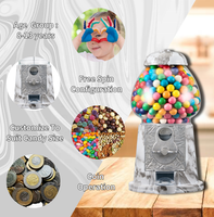 Máquina expendedora de chicles de doble burbuja Kwang Hsieh de 12 pulgadas, estilo vintage, con transferencia de agua, interfaz en inglés y textura de piedra.