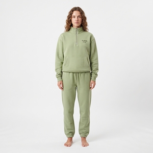 Women's Oversized Heavyweight Half <b>Zip</b> <b>Sweatshirt</b> Wide Leg Pants Matching Set Solid Color Streetwear Activewear Casual Fashion - Product Image 1