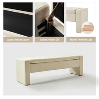 Tabouret ottoman contemporain Hoang Duc Thinh pour salon et chambre à coucher, en lin rembourré et bois manufacturé, fabriqué au Vietnam