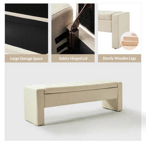 Muebles para Sala de Estar, Taburete y Otomana para el Hogar, Estilo Contemporáneo Vietnamita, Banco Tapizado de Madera Fabricada para Dormitorio MD01 - Product Image 5