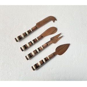 Eco Friendly Mango Wood <b>Cheese</b> <b>Set</b> of 4 Piece Fork Spreader Kitchenware <b>Cheese</b> <b>Knife</b> <b>Set</b> Marble Handle Durable Hand Wash Only - Product Image 2