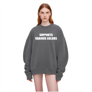 เสื้อสเวตเชิ้ตคอกลมโอเวอร์ไซส์สำหรับผู้หญิง ผ้าฝ้าย 100% ทรงหลวม พิมพ์ลายตัวอักษร ระบายอากาศได้ดี สไตล์ฤดูใบไม้ร่วง - Product Image 1