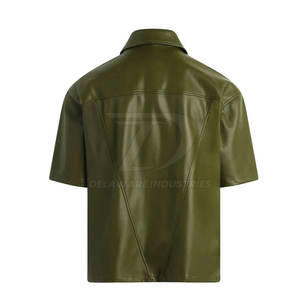 Premium Men <b>Leather</b> <b>Shirt</b> Long Sleeve Custom Logo Fashion <b>Shirt</b> For Club Party and Streetwear - Product Image 3