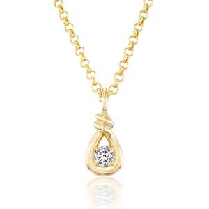 Colgante con Diseño de Nudos y Diamante, Oro Sólido de 14k, Corte Redondo, Moderno, para Usar en Capas, Solitario, Certificado IGI, CVD HPHT, Venta al Por Mayor - Product Image 4