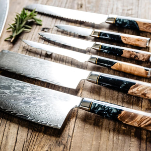 Premium Damascus Steel Chef Knife Collection With Leather Cover High Quality <b>Kitchen</b> Tools For Meat Vegetable And Fruit Cutting - Product Image 3