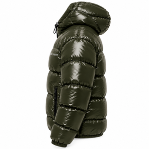 Chaqueta Acolchada para Hombre con Logotipo Personalizado |   Chaqueta Acolchada con Capucha de Alto Brillo |   Abrigo Aislante para Invierno |   Chaqueta de exterior con cremallera - Product Image 5