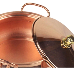 Hammered Copper Stock <b>Pot</b> <b>Lid</b> Modern Luxury Design Copper Handle Gas Cooker Compatible Stainless Steel Lining Hand Wash Only - Product Image 6