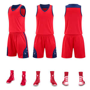 Custom Sublimated Blue Basketball Jersey Set Unisex Adult V-Neck Sleeveless Moisture Wicking All Seasons OEM Service - Product Image 5