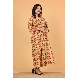 Robe maxi à imprimé floral 100% coton écologique pour femmes, style bohème, à manches longues, pour les fêtes d'été indiennes - Product Image 4