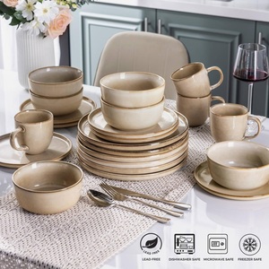 Ensemble d'assiettes en céramique beige mat naturel, finition minimaliste aux tons terreux, surface résistante aux rayures, construction robuste pour la salle à manger - Product Image 5