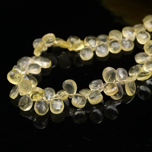 Cuentas de cuarzo limón natural en forma de pera, cuentas de piedras preciosas de corte liso para la fabricación de collares y pendientes, precio al por mayor. - Product Image 3