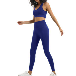 <b>Women's</b> High Waist Seamless <b>Leggings</b> Sports Bra Set Full Length Solid Color Yoga Workout Activewear 2 Piece Set - Product Image 2
