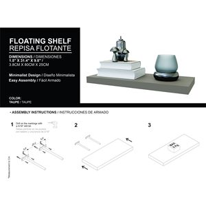 Mensola da Parete Fluttuante Color Tortora - Product Image 6