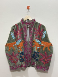 Women's Velvet Suzani Embroidered Eco-Friendly Breathable Full Sleeve Floral Pattern Hand <b>Stitched</b> Autumn Winter Casual High - Product Image 1