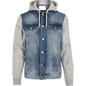 Vestes à capuche en jean pour toute occasion Vêtements d'extérieur polyvalents Superposition Style décontracté Tissu robuste Capuche douce Coton polaire - Product Image 1