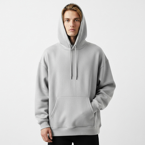 Sweat-shirt à capuche surdimensionné pour homme, couleur unie, en polaire, avec poche kangourou, coupe classique, décontracté, pour l'automne - Product Image 1