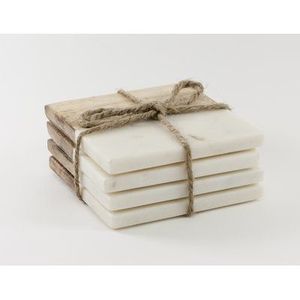 Ensemble de sous-verres en marbre et bois de qualité supérieure - Sous-verres ronds modernes et luxueux durables pour les événements festifs à domicile et les cadeaux - Product Image 3