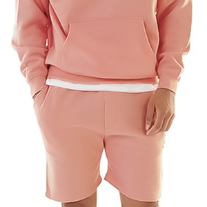 Ensemble short et sweat à capuche rose pour homme, couleur unie, en molleton tricoté doublé, pull décontracté pour le printemps - Product Image 5
