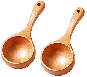 Cuillère en bois naturel classique et écologique avec manches longs et courts pour café, sel, sucre, thé - Product Image 1