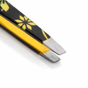 Pince à épiler chirurgicale Morje en acier inoxydable de précision, motif floral jaune, manche noir, pointe lisse pour une utilisation précise, modèle - Product Image 2