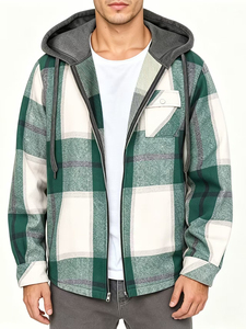 Wholesale Streetwear <b>Flannel</b> Shirt <b>Jacket</b> Long Sleeve Plaid Polyester Lined Breathable - Product Image 4