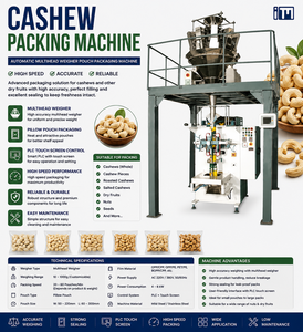 Machine d'emballage automatique de noix de cajou avec peseuse multi-têtes, équipement d'emballage VFFS pour fruits secs et noix - Product Image 1