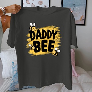 Camiseta con estampado informal de DADDY BEE para mujer, ajuste cómodo, tela de punto de algodón puro 100% - Product Image 2