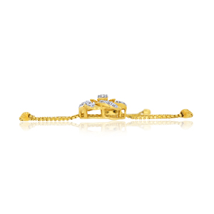 Luxury 18K Yellow Gold Diamond Floral Adjustable <b>Bracelet</b> for Women | Modern Flower Charm <b>Slider</b> <b>Bracelet</b> | Elegant Fine Jewelry - Product Image 2