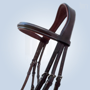 Brida de Cuero Anatómica Marrón de Calidad Premium para Caballo, con Cabezal Acolchado Suave y Costuras en Contraste, para Salto Ecuestre Inglés - Product Image 3