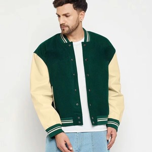 Stylish Varsity Jacket with <b>Button</b> Front Casual Everyday Fashion Outerwear - Product Image 3