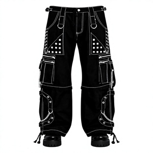 Pantalon Streetwear Gothique Homme 2026 Unisexe Coupe Ample Multiples Poches Style Sombre Personnalisable - Product Image 1