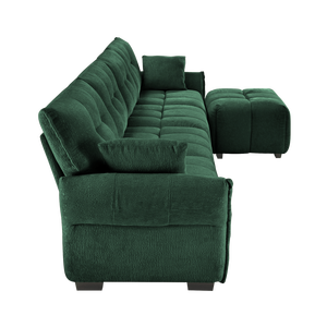 Divano Modulare Premium a 4 Posti con Pouf, Struttura in Legno Massello Configurabile, Cuscini ad Alta Resilienza in Ciniglia per Soggiorno - Product Image 5