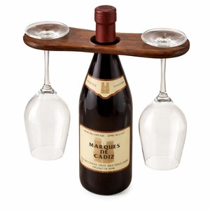Soporte para Botellas de Vino de Madera de Mango con Ranuras para Copas |   Estante para Botellas Hecho a Mano al por Mayor - Product Image 2