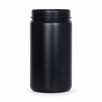 Envase de Plástico HDPE Cilíndrico Negro Personalizado para Proteína en Polvo, 1kg 1.5kg 2kg, Tapa de Rosca, Fácil de Limpiar, para Suplementos