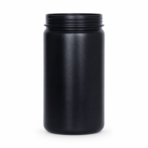 Custom Black Boston Cylinder HDPE Plastic Bottle Protein Powder <b>Jar</b> 1kg 1.5kg 2kg Screw Cap Easy Clean Supplement Packaging - Product Image 1