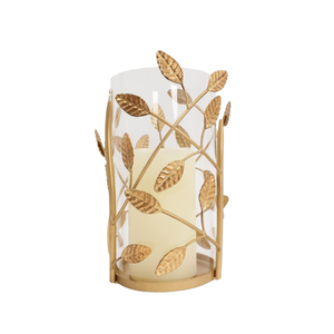 Porte-bougie votif moderne en métal et verre, finition dorée, forme ronde, pour la décoration de Noël, de la maison et des mariages - Product Image 1