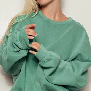 Sweat-shirt surdimensionné à col rond pour femme Wearpex, style streetwear, couleur unie, manches longues, 100% coton molletonné 400g - Product Image 2