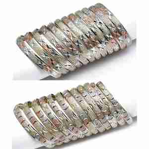 Juego de Brazaletes de Latón Chapados en Oro de 3 Tonos para Mujer, Venta al por Mayor, para Fiestas y Eventos, 10 Docenas, Diseño Mixto, Brazaletes de Moda Multitono - Product Image 4